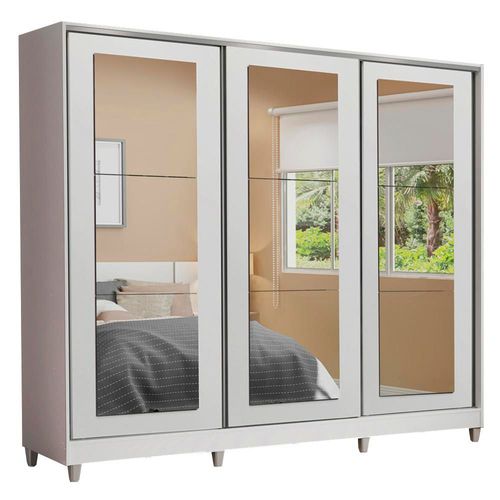 Ropero Closet 3 Puertas 2 Espejos con Pies Blanco Madesa