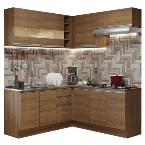 Cocina Esquinera Glamy 349 cm Marrón Madesa 01