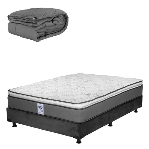 Colchón Queen Size Prestige Gris+ Box+ Edredón Homy CDZ