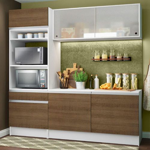 Armario De Cocina Compacto 180cm Topazio Blanco/Marrón Madesa