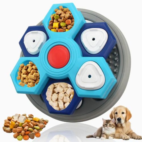 Plato de Alimentación Lenta con 4 Niveles Giratorios para Perros
