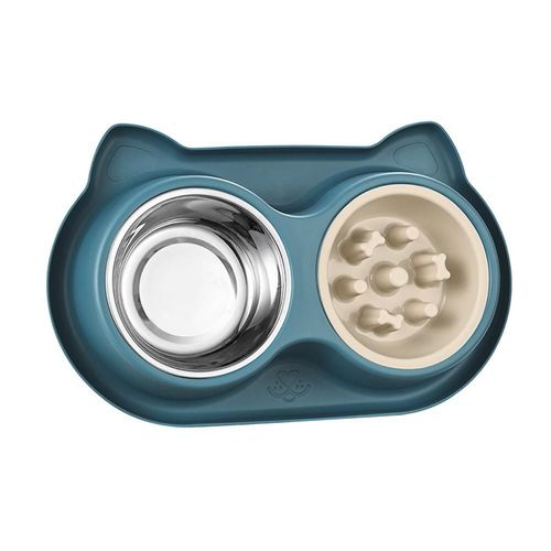 Comedero Doble de Acero Inoxidable para Perros y Gatos - Plato Antideslizante para Alimento y Agua.HOGAWAY