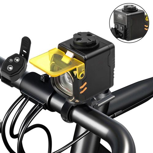 Faro Inalámbrico de Alta Luminosidad para Bicicleta de Ruta y Montaña - Luz Amarilla con Montaje Superior y Control Remoto.HOGAWAY