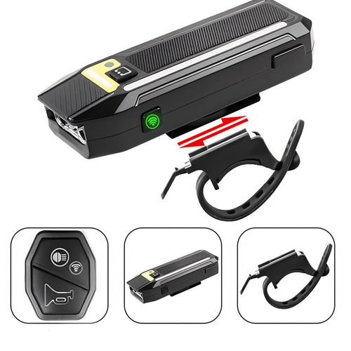 Luz LED Inteligente para Bicicleta con Sensor de Luz, Mando a Distancia y Bocina - Faro RGB Recargable por USB.HOGAWAY