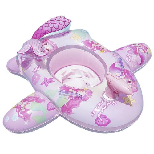 Flotador de Sirena y Avión para Bebés con Pistola de Agua,Asiento Antivuelco de PVC con Diseño de Cola de Sirena y Alas.HOGAWAY