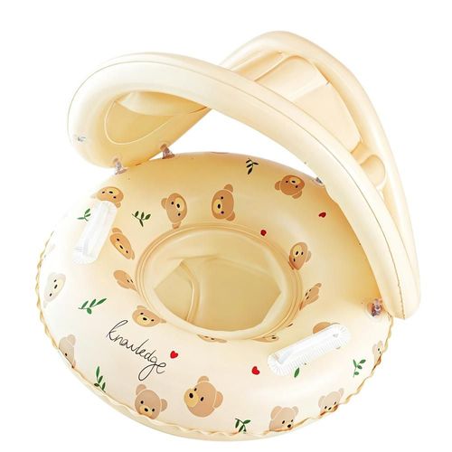 Flotador Infantil Retro con Sombrilla de Osito y Conejito.Asiento Antivuelco de PVC con Diseño de Animales para Niños y Niñas,HOGAWAY
