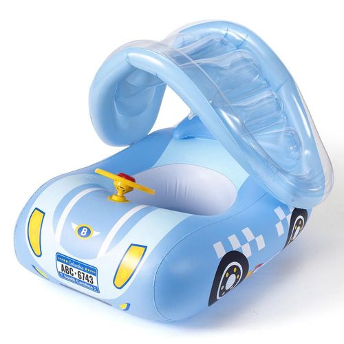 Flotador Tipo Coche de Carreras,Asiento Antivuelco de PVC con Protección Solar, Cámara de Agua para Bebés y Niños Pequeños.HOGAWAY