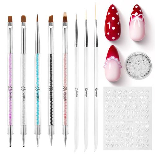 Set de 8 pinceles para nail art Beetles Gel Polish de doble punta