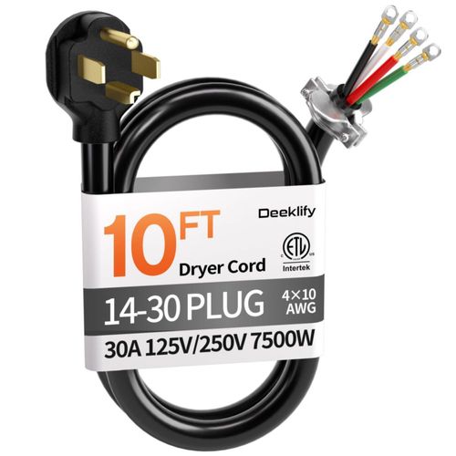 Cable para secadora Deeklify de 3 m 4 patas 30 A 250 V 7500 W