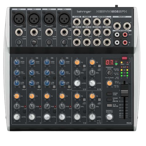 Mixer Behringer Xenyx 1202SFX de 12 canales con USB para streaming