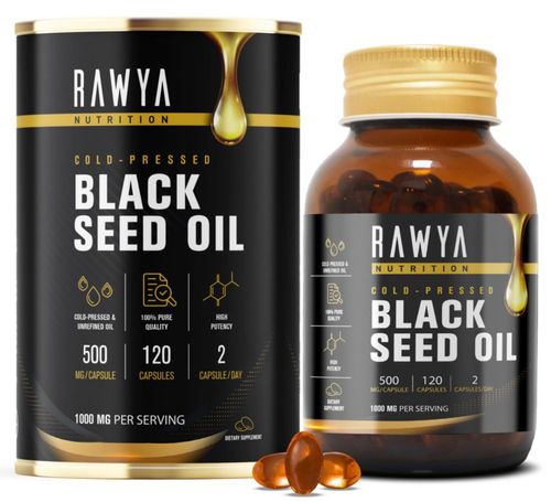 Aceite de semilla negra en cápsulas blandas RAWYA 500 mg 120 cápsulas Halal