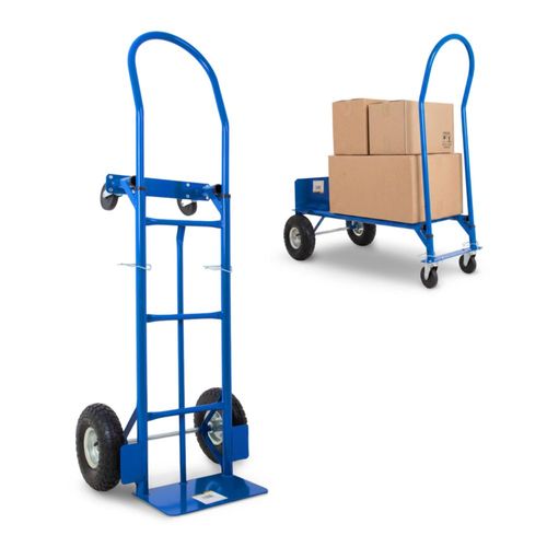 KINGSMAN Diablito Plataforma de Carga 2 en 1 400 kg Acero Ruedas Neumáticas Carrito Multiusos Industrial