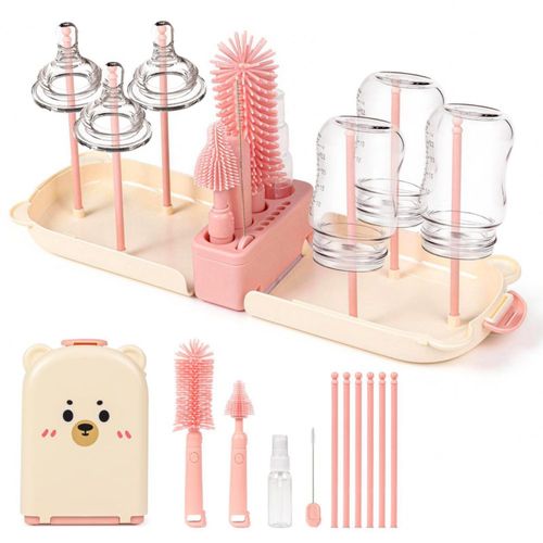 Kit portátil 6 en 1 para limpiar biberones Dolcefortuna rosa