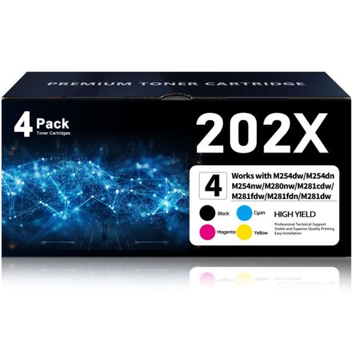 Cartucho de tóner DOSUM 202X paquete de 4 alto rendimiento color