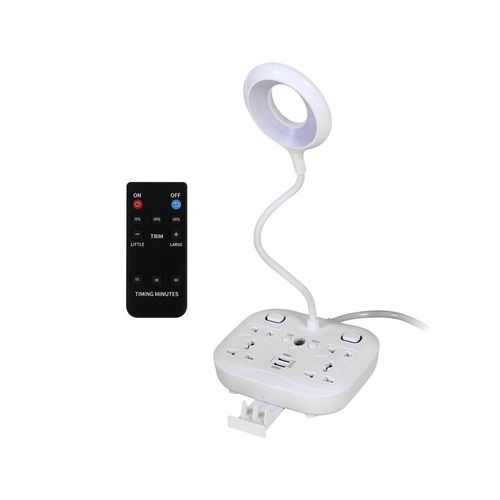 Enchufe y Lámpara de Escritorio 2 en 1,Regleta con Luz LED para Estudio y Trabajo, Base Estable con Tomas USB y Enchufe para Noche.HOGAWAY
