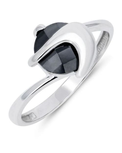 Anillo Promesa Oro Blanco 14K Zirconia Negra ARP-P1-BN
