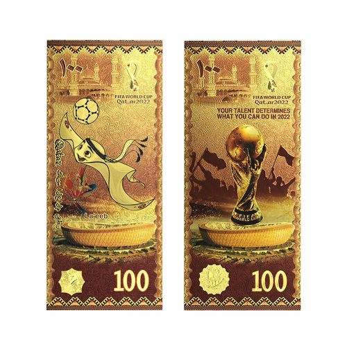 Billete Conmemorativo Mundial Futbol Catar Qatar 2022 Gold