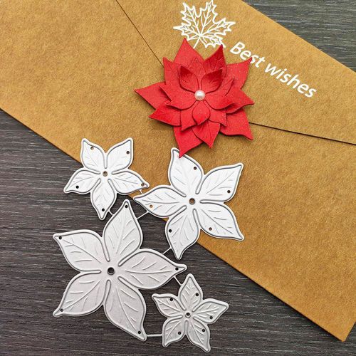 Troqueles metálicos Kashoer con diseño 3D de rosa flor y hojas