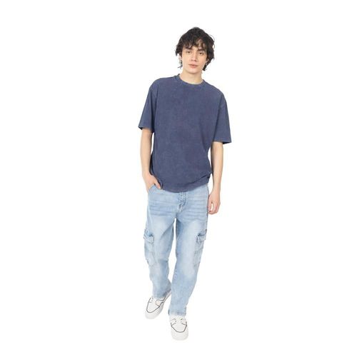 Playera Oversize Mineral Wash Con Cuello Redondo Y Manga Corta Para Hombre Quarry