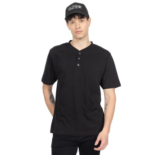 Playera Henley Lisa De Algodón Para Hombre Quarry