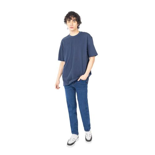 Playera Box Fit Lisa De Algodón Con Cuello Redondo Para Hombre Quarry