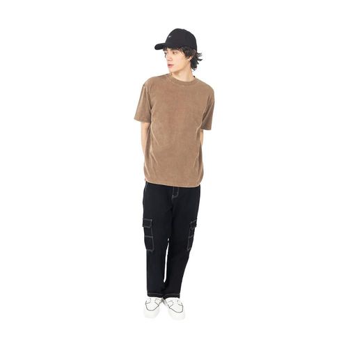 Playera Oversize Mineral Wash Con Cuello Redondo Y Manga Corta Para Hombre Quarry