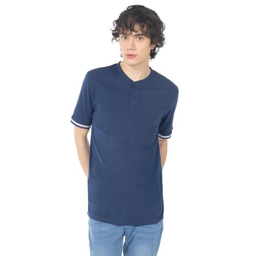 Playera Henley Regular Fit Con Rib En Mangas Para Hombre Quarry
