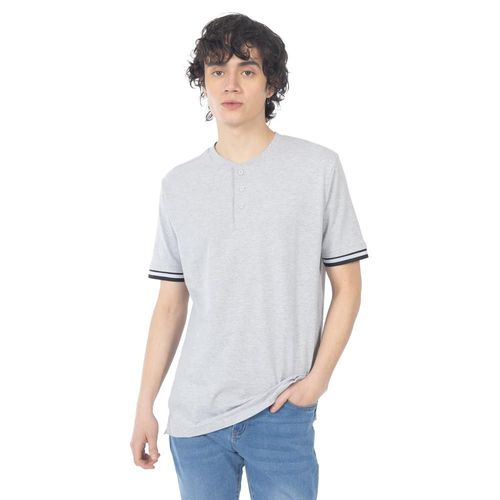 Playera Henley Regular Fit Con Rib En Mangas Para Hombre Quarry