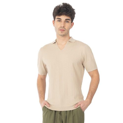 Playera Polo Con Escote V Y Textura Tejida Para Hombre Quarry