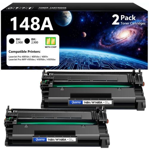 Cartucho de tóner Quomo 148A negro paquete de 2 compatible con HP