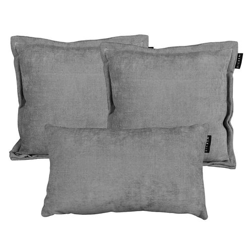 Set de 3 Cojines 2 Cuadrados Kappa + 1 Rectangular Delta Dicasa Gris Tormenta CDZ