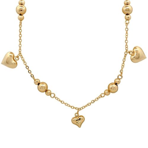 Gargantilla corazónes con bolitas 40+5cm Chapa de Oro 18K Horoz EH621