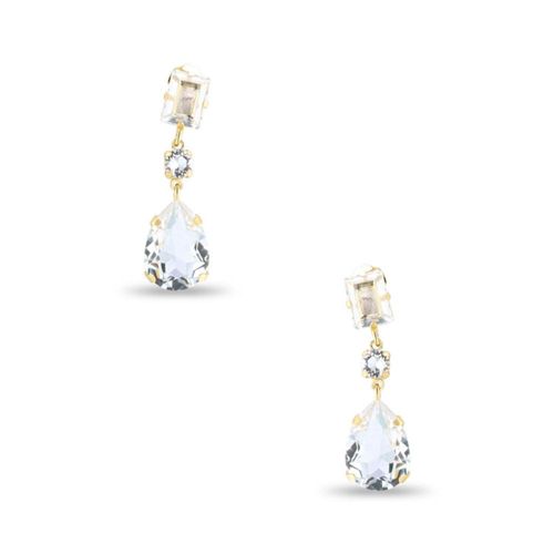 Aretes De Plata Dorada 925 Con Piedras De Color Blancas