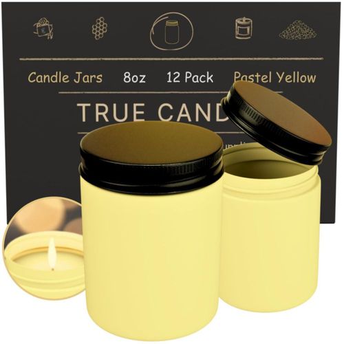 Frascos para velas True Candle de 8 oz paquete de 12 amarillo pastel