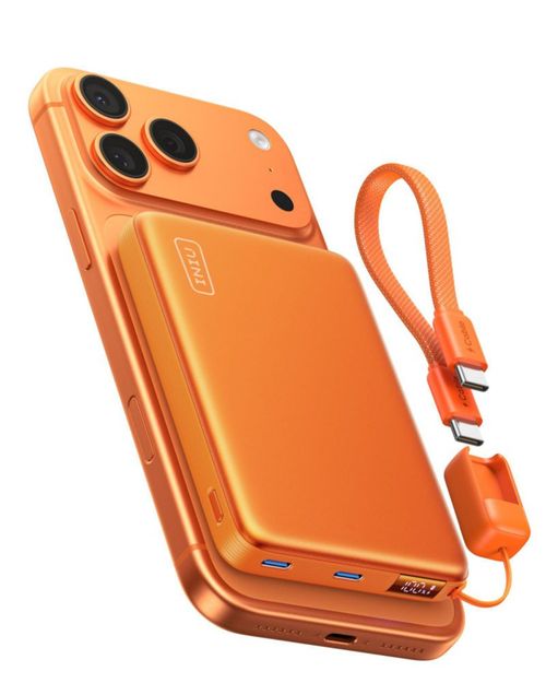 Power Bank INIU Slim 10000mAh Qi2 25W inalámbrico naranja