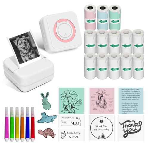 Impresora térmica portátil mini para stickers Aptika Bluetooth rosa