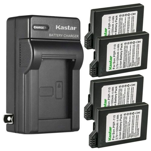 Cargador de batería Kastar paquete de 4 para Sony PSP 1200 mAh