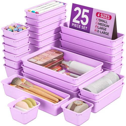 Set de organizadores para cajón KEMETHY de 25 piezas plástico morado