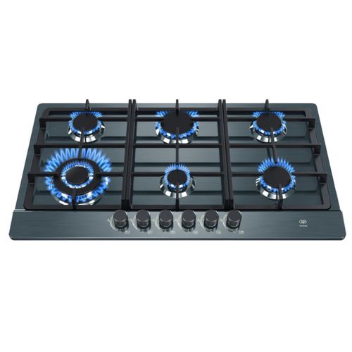 Parrilla de gas 6 quemadores, Acero inoxidable negro 86 cm AVERA AI6N
