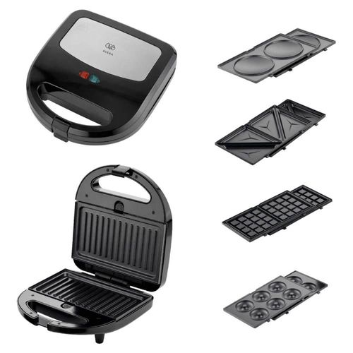 Sandwichera 5 en 1 waffles, hot cakes, sandwiches, donas y paninis Avera SW01