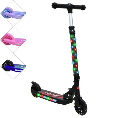 Scooter Patín del Diablo para Niños con Luces Plegable Altura Ajustable Antideslizante Freno 3 a 8 Años  - Negro