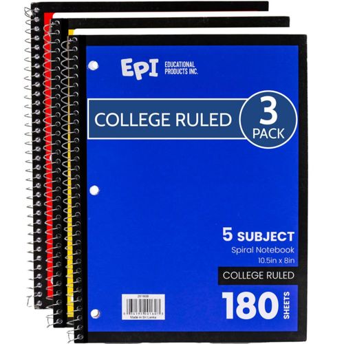 Cuaderno EPI de 5 materias rayado universitario 180 hojas 26.5 x 20 cm