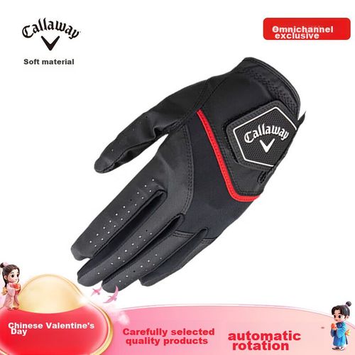 GUANTE GOLF CALLAWAY WARBIRD PIEL SINTÉTICA NEGRO ROJO T22