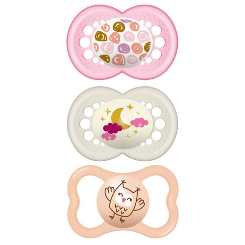 Set de chupetes para bebé MAM variedad brillo en la oscuridad 6+ meses