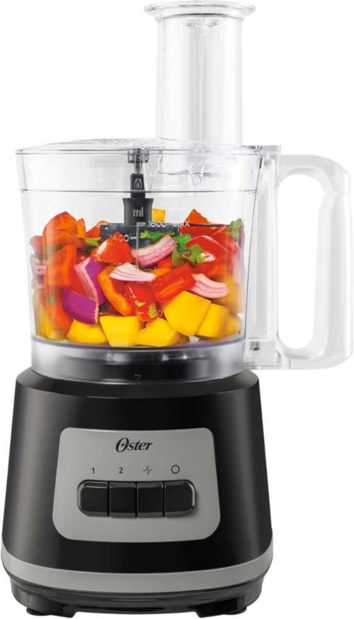 Oster Procesador de Alimentos, con Motor Potente de 500 watts, de 2 Velocidades + Pulso para Resultados Precisos, Color Negro, FPSTFP1455-013