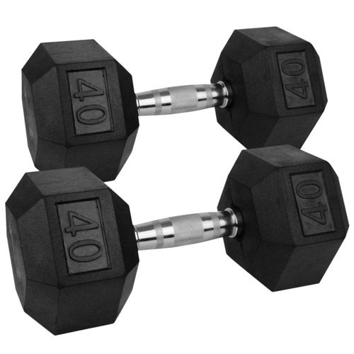 Kit 2 Mancuernas Hexagonales Acero Forro De Neopreno 40 Lbs
