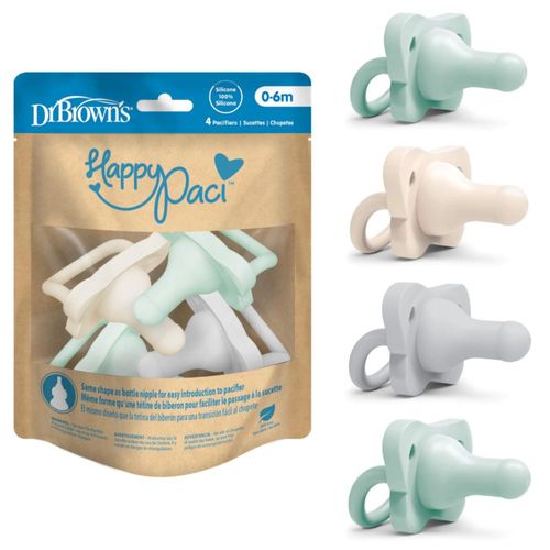 Chupete para bebé Dr. Brown's HappyPaci de silicona 0-6 meses paquete de 4