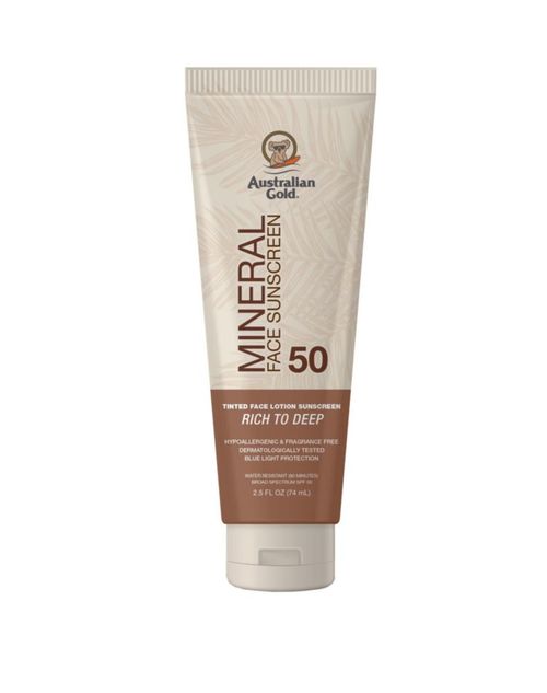 Protector solar facial con color Australian Gold SPF 50 74 ml