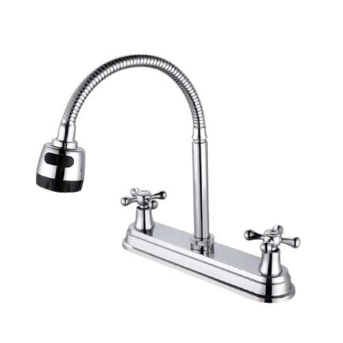 Llave Mezcladora Doble Comando Para Fregadero Color Plata