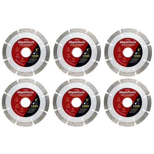 Pack 6 disco de diamante segmentado concreto 4'' maple tools